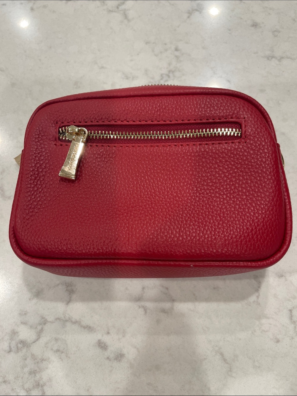Pom Pom London Red Pebbled Leather Crossbody Bag - Picture 3 of 3
